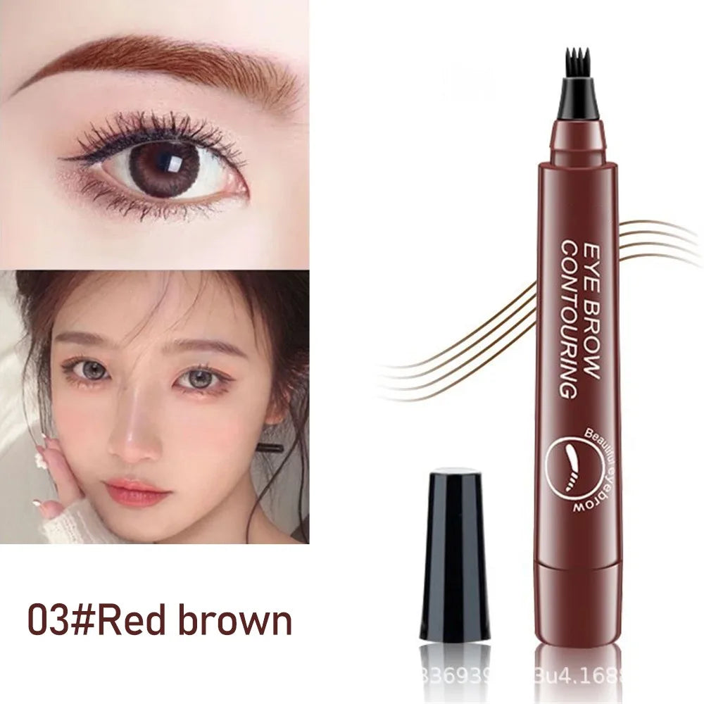 EyebloggPen Microblading liquide imperméable, stylo à sourcils, stylo à sourcils, cosmétiques, longue durée, 5 couleurs, 4 points