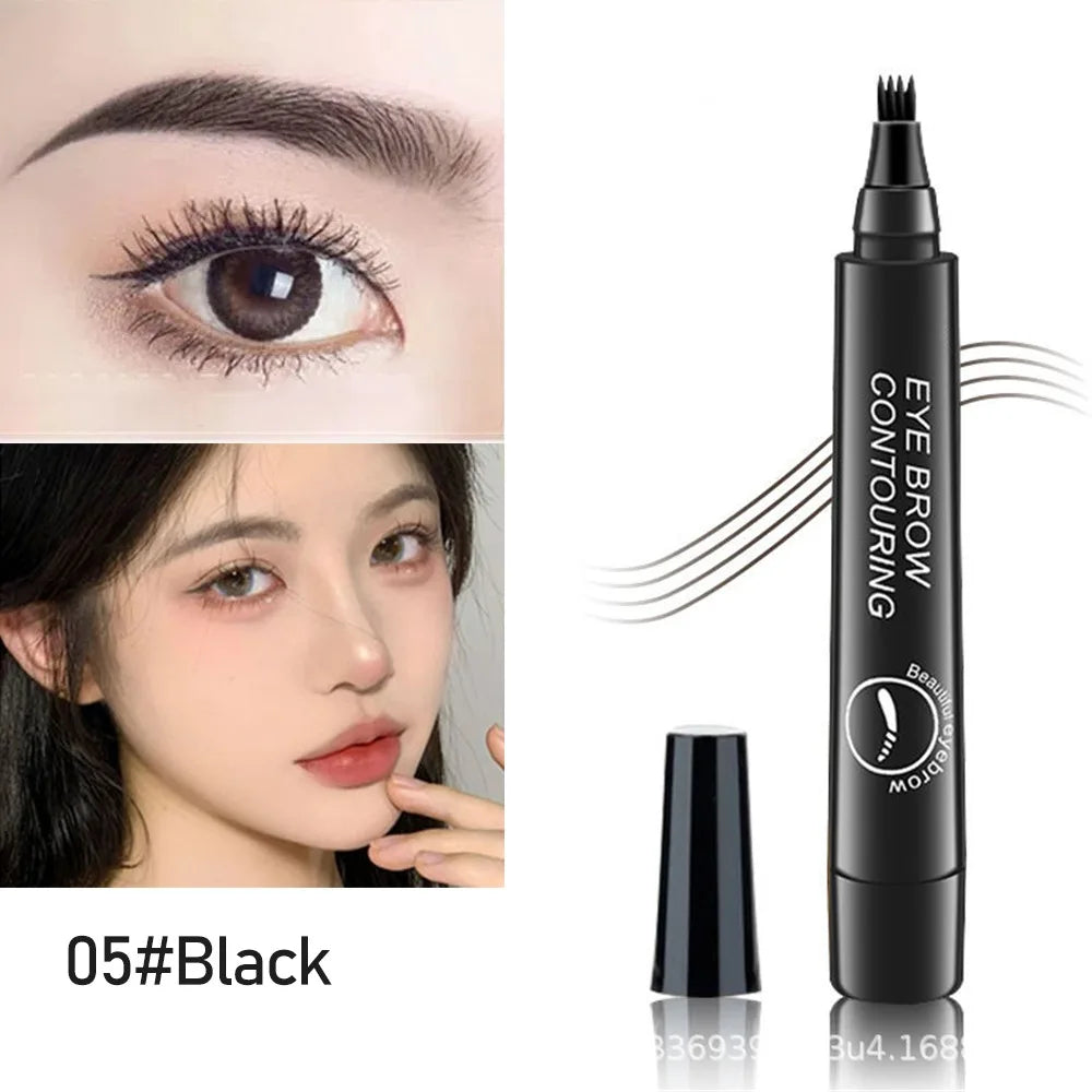 EyebloggPen Microblading liquide imperméable, stylo à sourcils, stylo à sourcils, cosmétiques, longue durée, 5 couleurs, 4 points