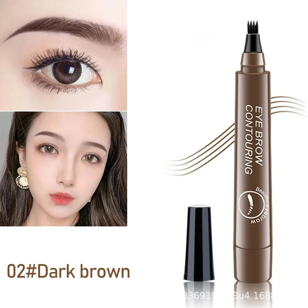 EyebloggPen Microblading liquide imperméable, stylo à sourcils, stylo à sourcils, cosmétiques, longue durée, 5 couleurs, 4 points