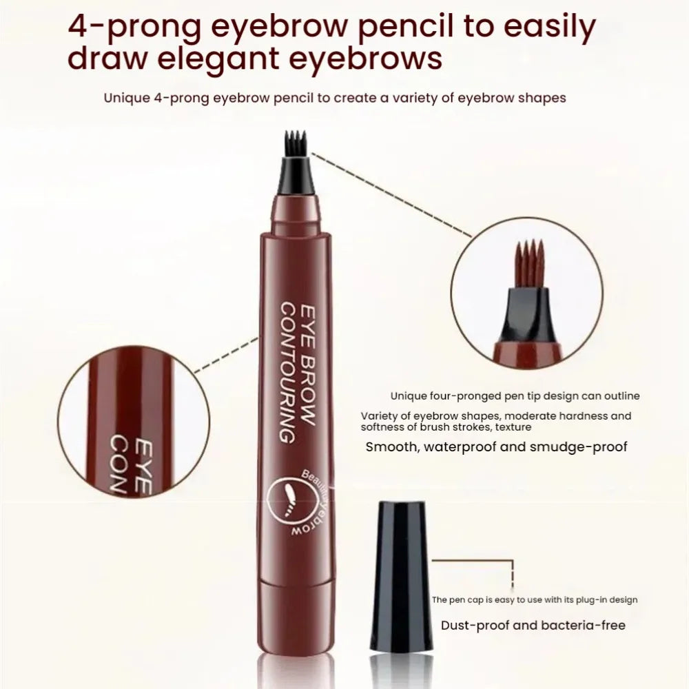 EyebloggPen Microblading liquide imperméable, stylo à sourcils, stylo à sourcils, cosmétiques, longue durée, 5 couleurs, 4 points