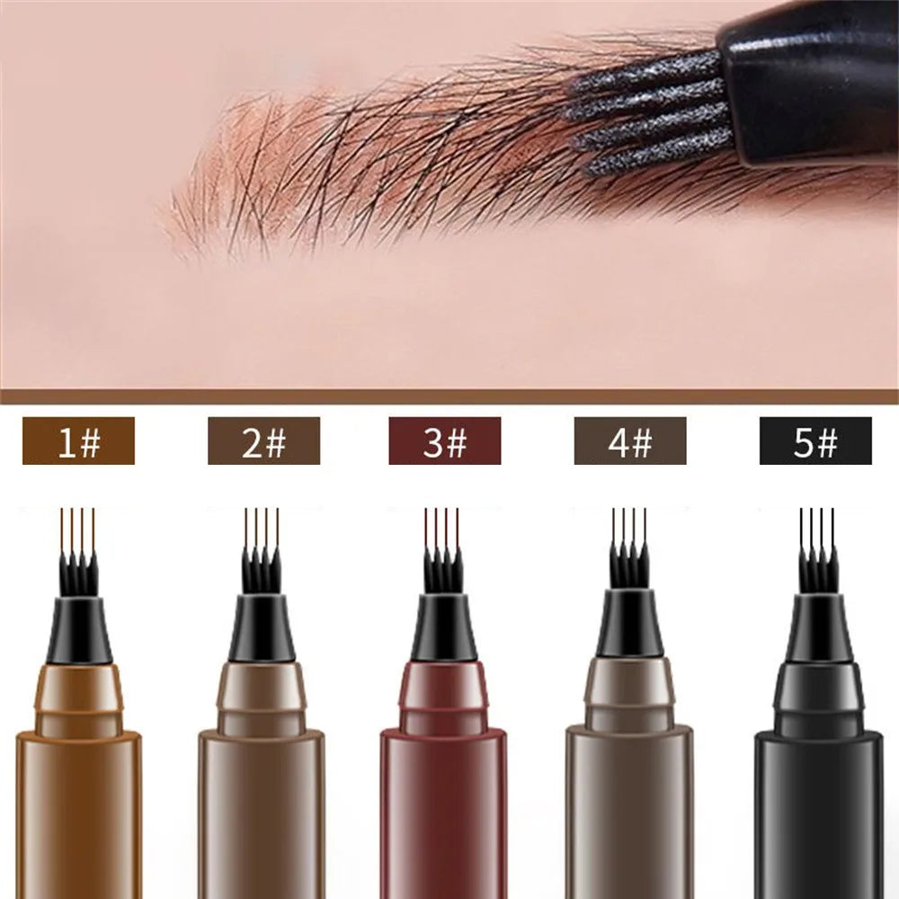 EyebloggPen Microblading liquide imperméable, stylo à sourcils, stylo à sourcils, cosmétiques, longue durée, 5 couleurs, 4 points