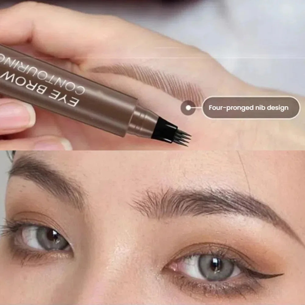 EyebloggPen Microblading liquide imperméable, stylo à sourcils, stylo à sourcils, cosmétiques, longue durée, 5 couleurs, 4 points