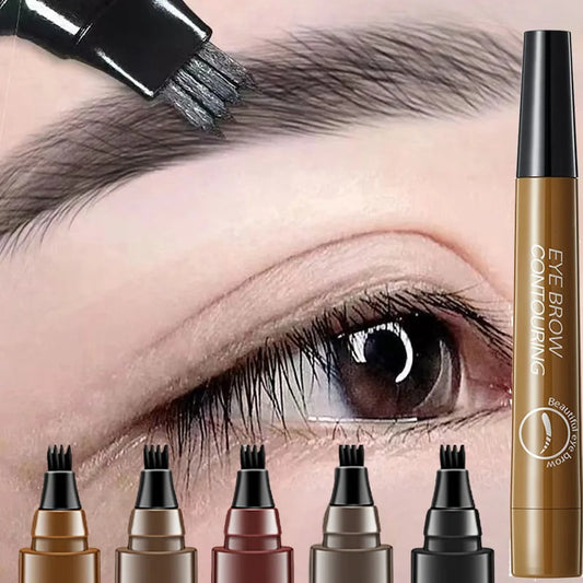 EyebloggPen Microblading liquide imperméable, stylo à sourcils, stylo à sourcils, cosmétiques, longue durée, 5 couleurs, 4 points