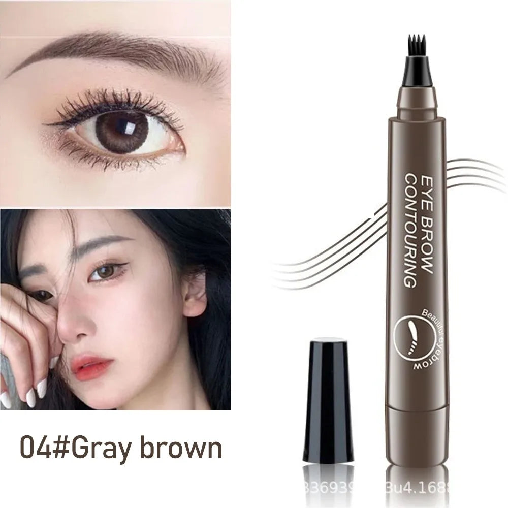 EyebloggPen Microblading liquide imperméable, stylo à sourcils, stylo à sourcils, cosmétiques, longue durée, 5 couleurs, 4 points